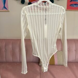 Mustard Seed Sheer White Bodysuit